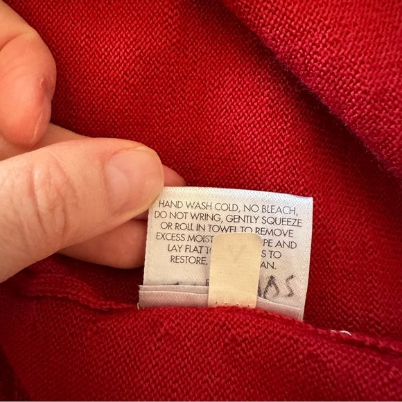 Eileen Fisher Merino Wool Vibrant Red Bell Hem Knit Tunic Sweater Size L/P - Picture 10 of 12